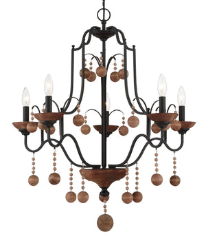 Minka-Lavery - 2665-723 - Five Light Chandelier - Colonial Charm - Old World Bronze w/Walnut