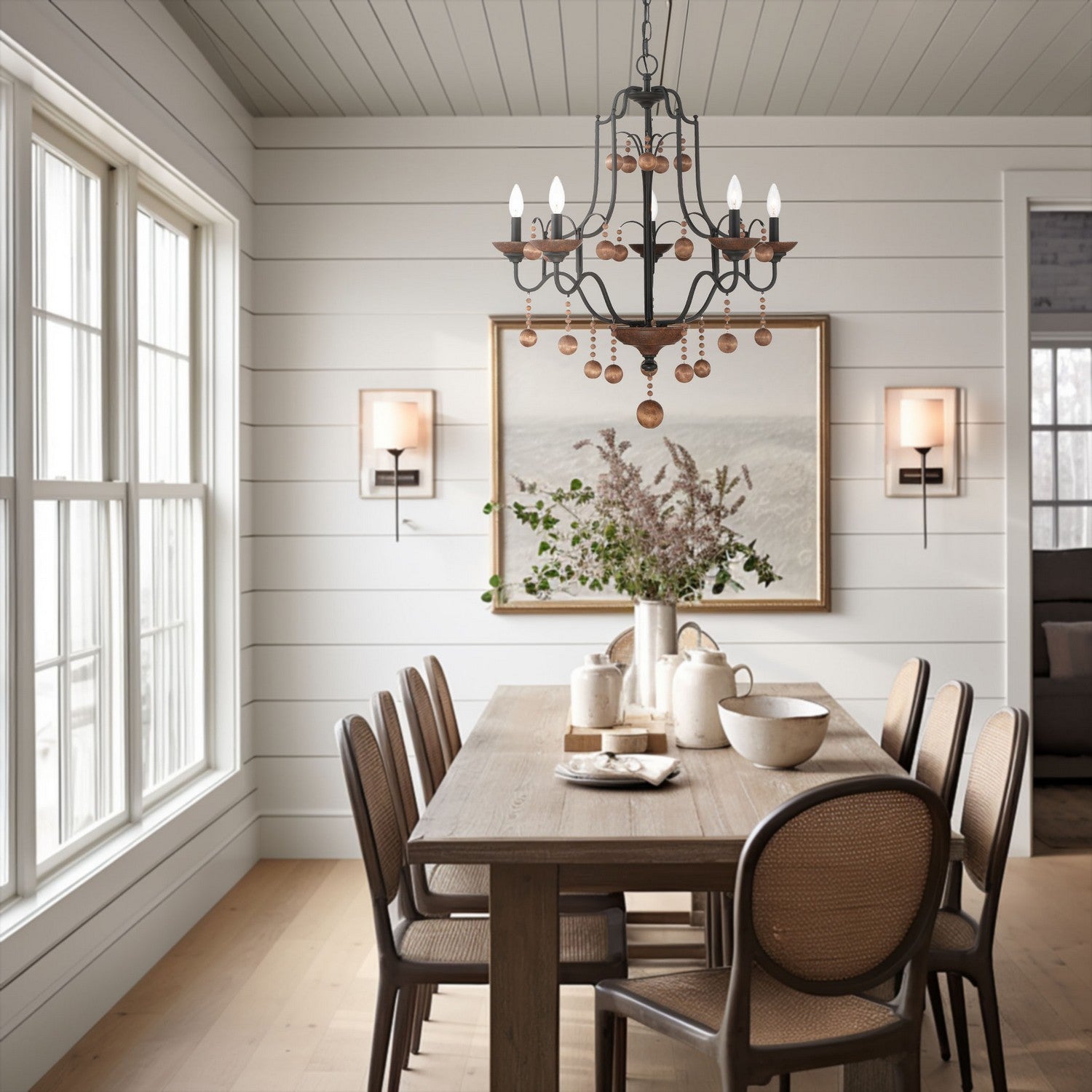Minka-Lavery - 2665-723 - Five Light Chandelier - Colonial Charm - Old World Bronze w/Walnut