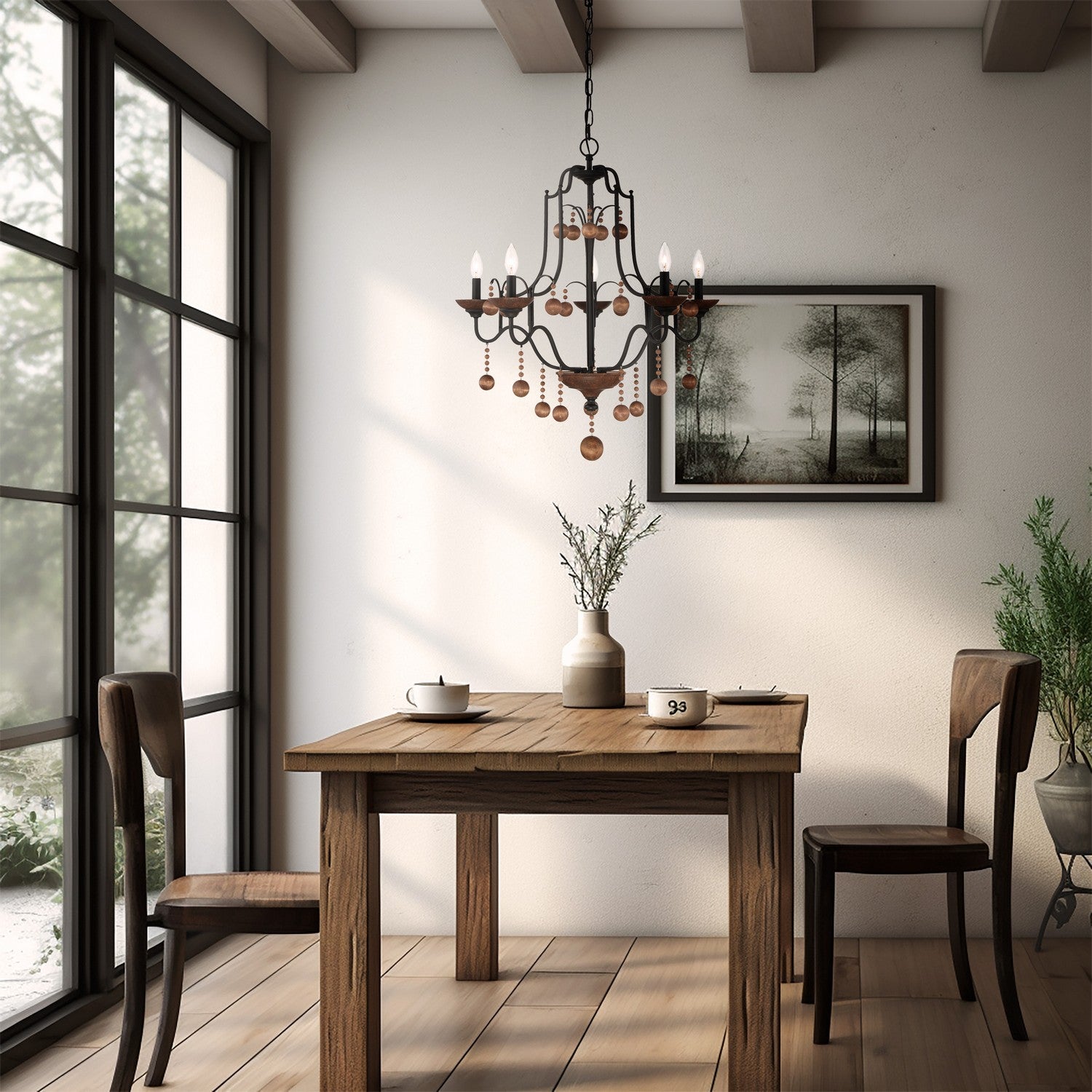 Minka-Lavery - 2665-723 - Five Light Chandelier - Colonial Charm - Old World Bronze w/Walnut