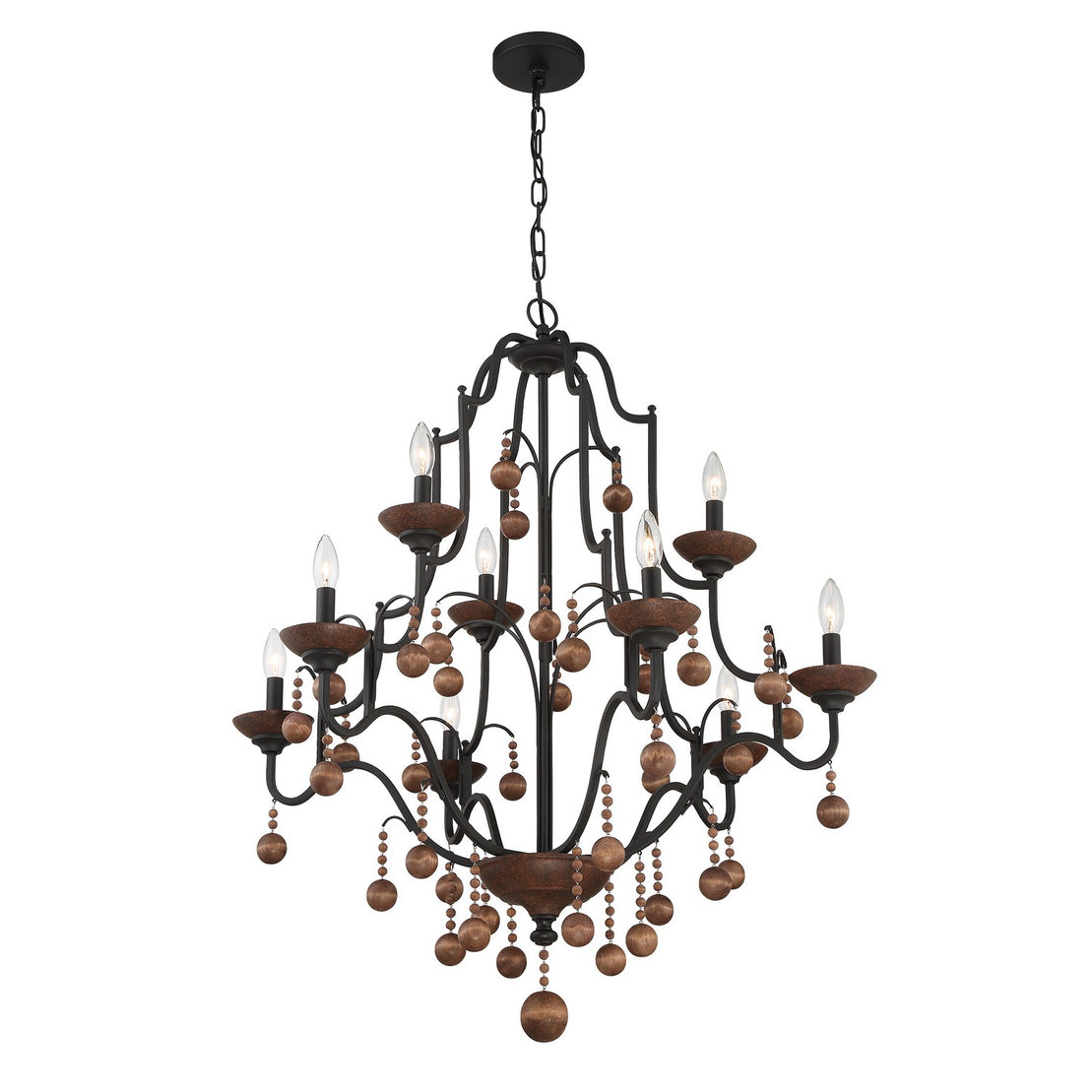 Minka-Lavery - 2669-723 - Nine Light Chandelier - Colonial Charm - Old World Bronze w/Walnut