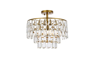 Elegant Lighting - 1103F16BR - Three Light Flush Mount - Mila - Brass