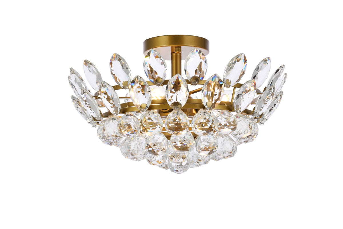 Elegant Lighting - 1105F16BR - Three Light Flush Mount - Emilia - Brass