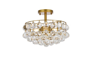 Elegant Lighting - 1107F14BR - Three Light Flush Mount - Savannah - Brass