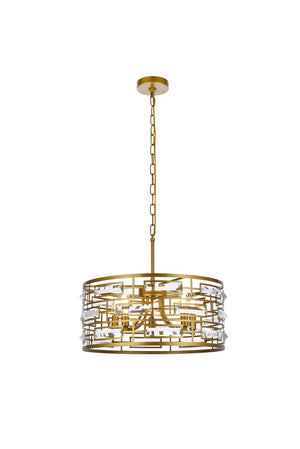Elegant Lighting - 1108D19BR - Five Light Pendant - Kennedy - brass