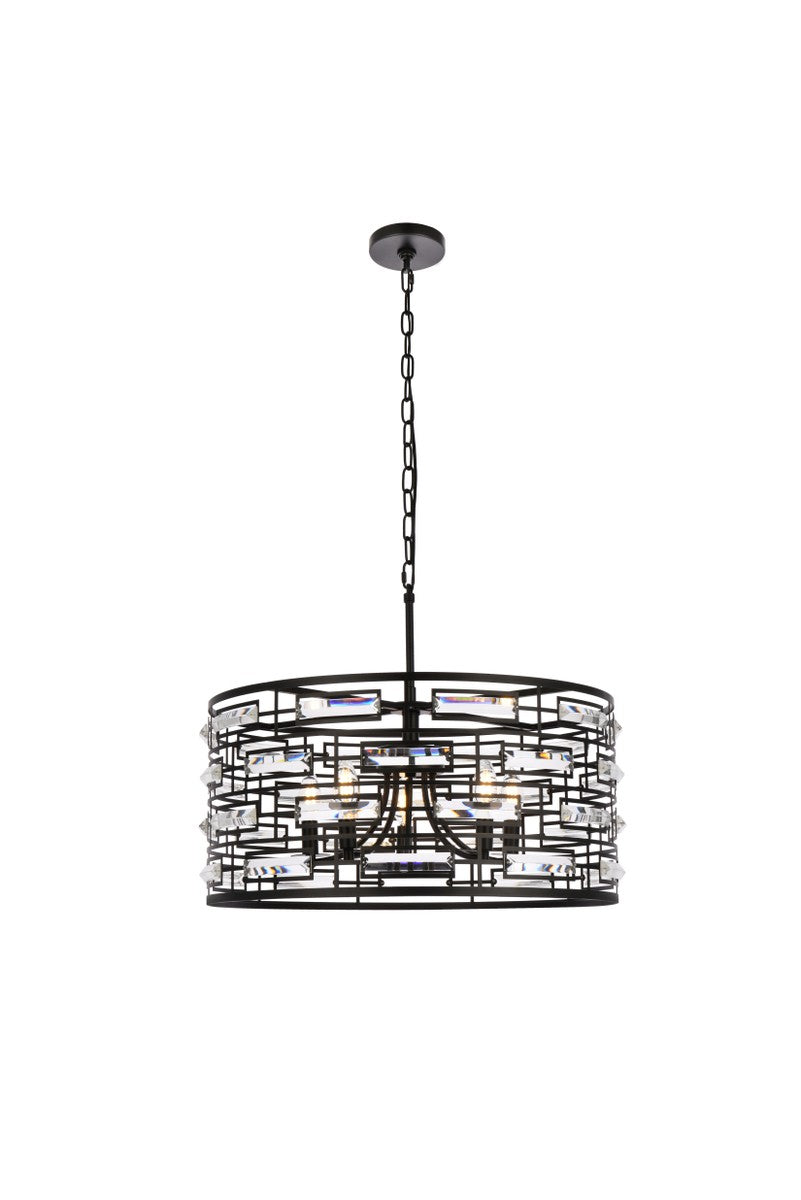 Elegant Lighting - 1108D24BK - Five Light Pendant - Kennedy - black