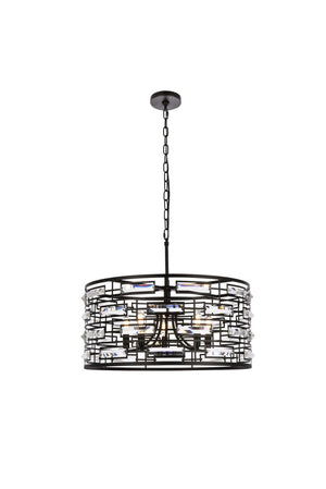 Elegant Lighting - 1108D24BK - Five Light Pendant - Kennedy - black