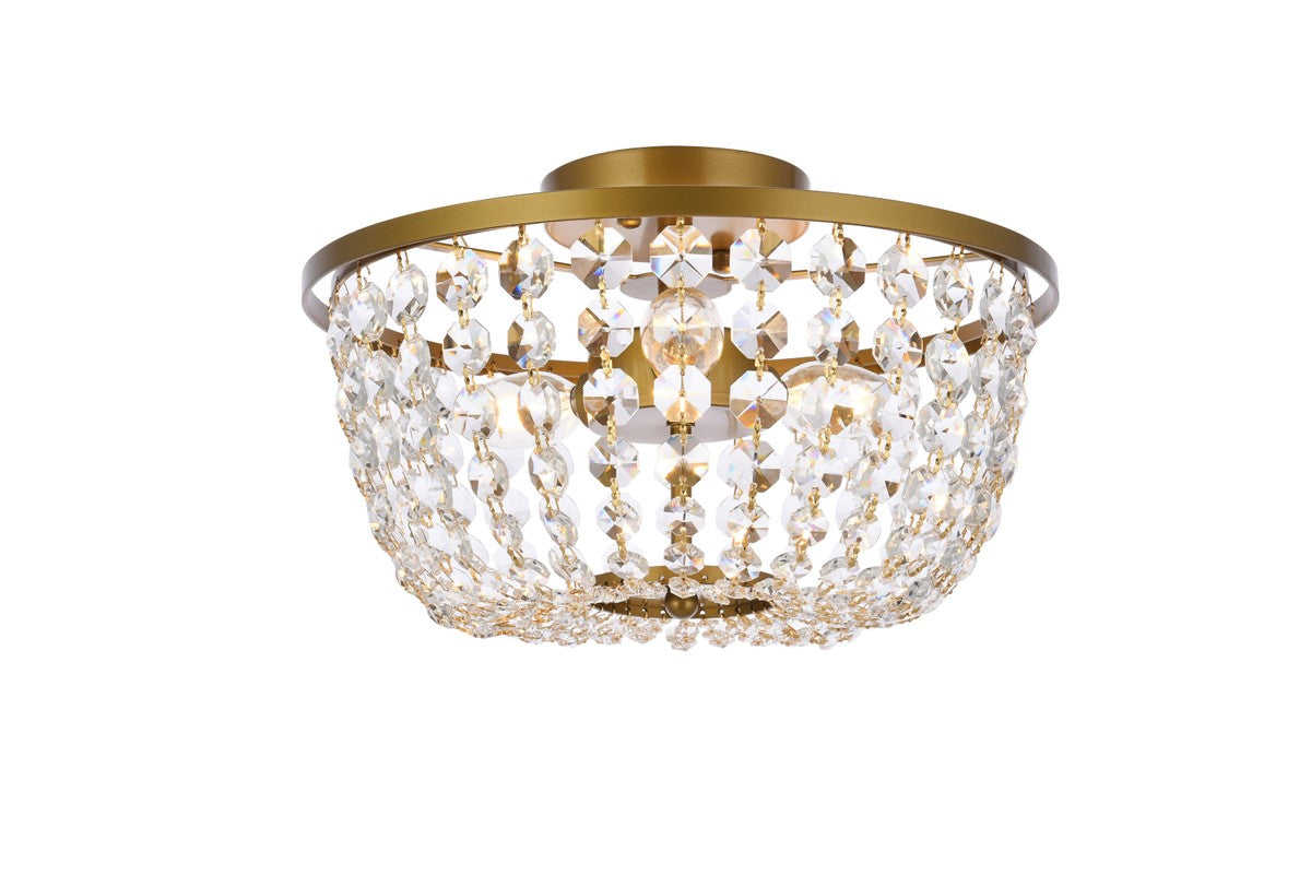 Elegant Lighting - 1109F13BR - Three Light Flush Mount - Cora - Brass