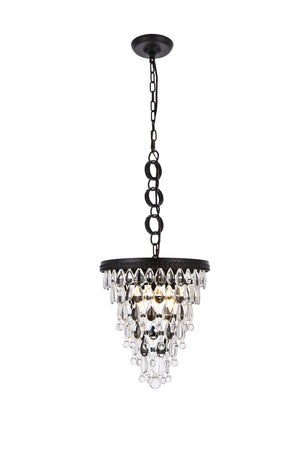 Elegant Lighting - 1219D13BK/RC - Three Light Pendant - Nordic - Black And Clear