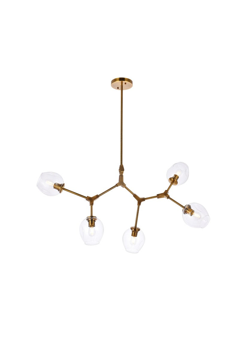 Elegant Lighting - 1712D42BR - Five Light Chandelier - Cavoli - Brass And Clear