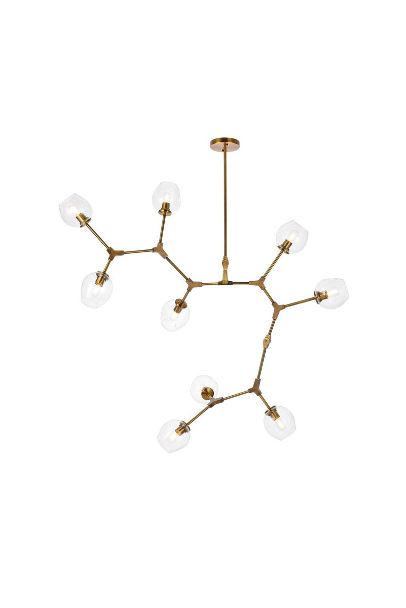 Elegant Lighting - 1712G79BR - Nine Light Chandelier - Cavoli - Brass And Clear