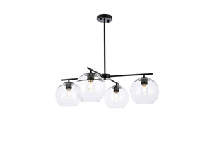 Elegant Lighting - LD2331BK - Four Light Pendant - Opus - Black and Clear