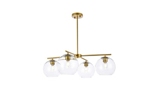 Elegant Lighting - LD2331BR - Four Light Pendant - Opus - Brass and Clear