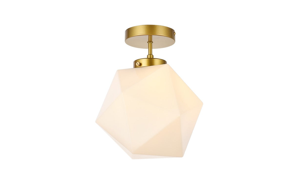Elegant Lighting - LD2347BR - One Light Flush Mount - Lawrence - Brass and White