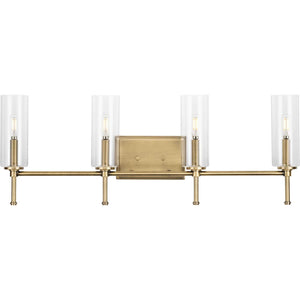 Progress Lighting - P300359-163 - Four Light Bath Vanity - Elara - Vintage Brass