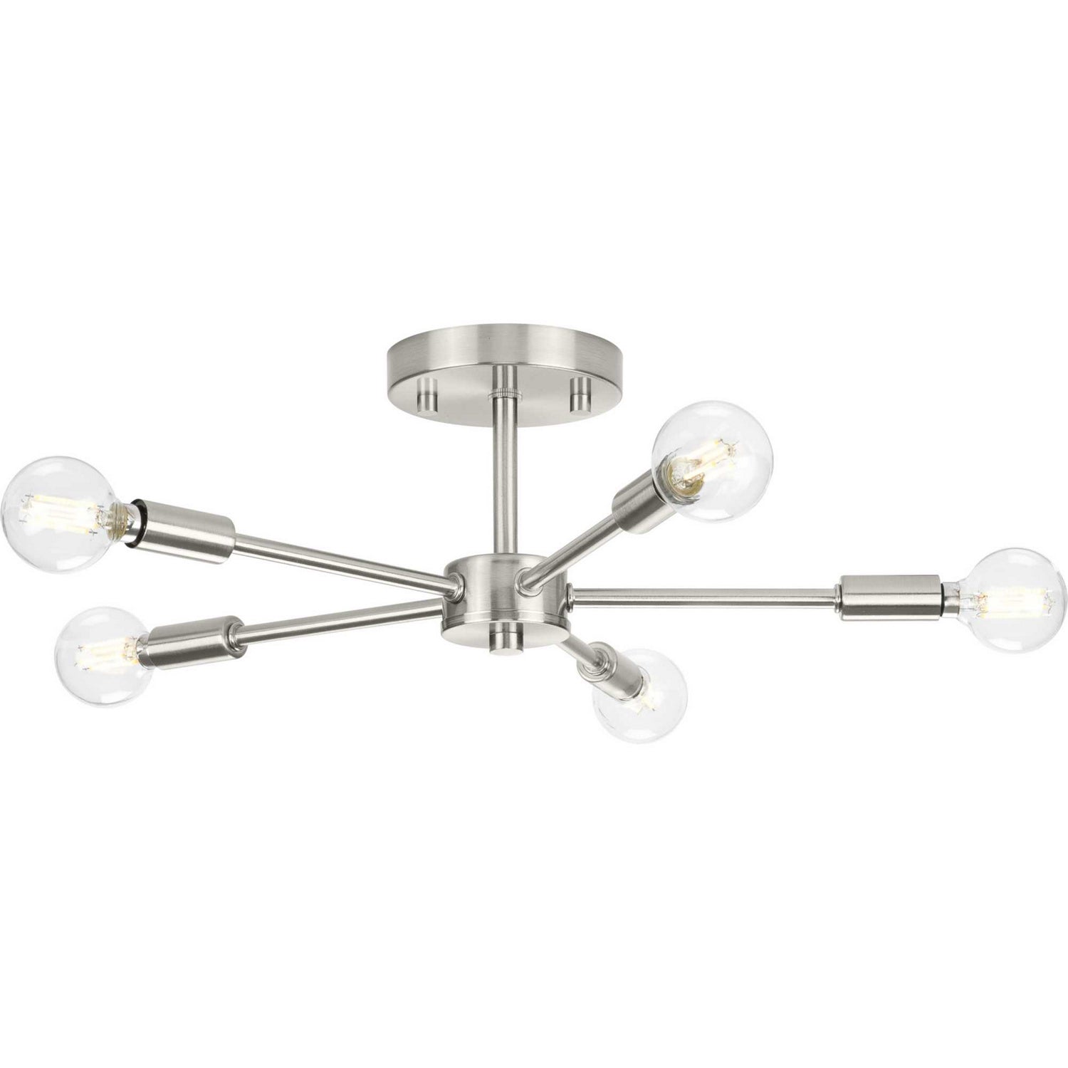 Progress Lighting - P350219-009 - Five Light Semi-Flush Mount - Delayne - Brushed Nickel