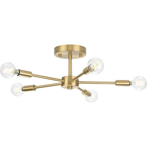 Progress Lighting - P350219-109 - Five Light Semi-Flush Mount - Delayne - Brushed Bronze