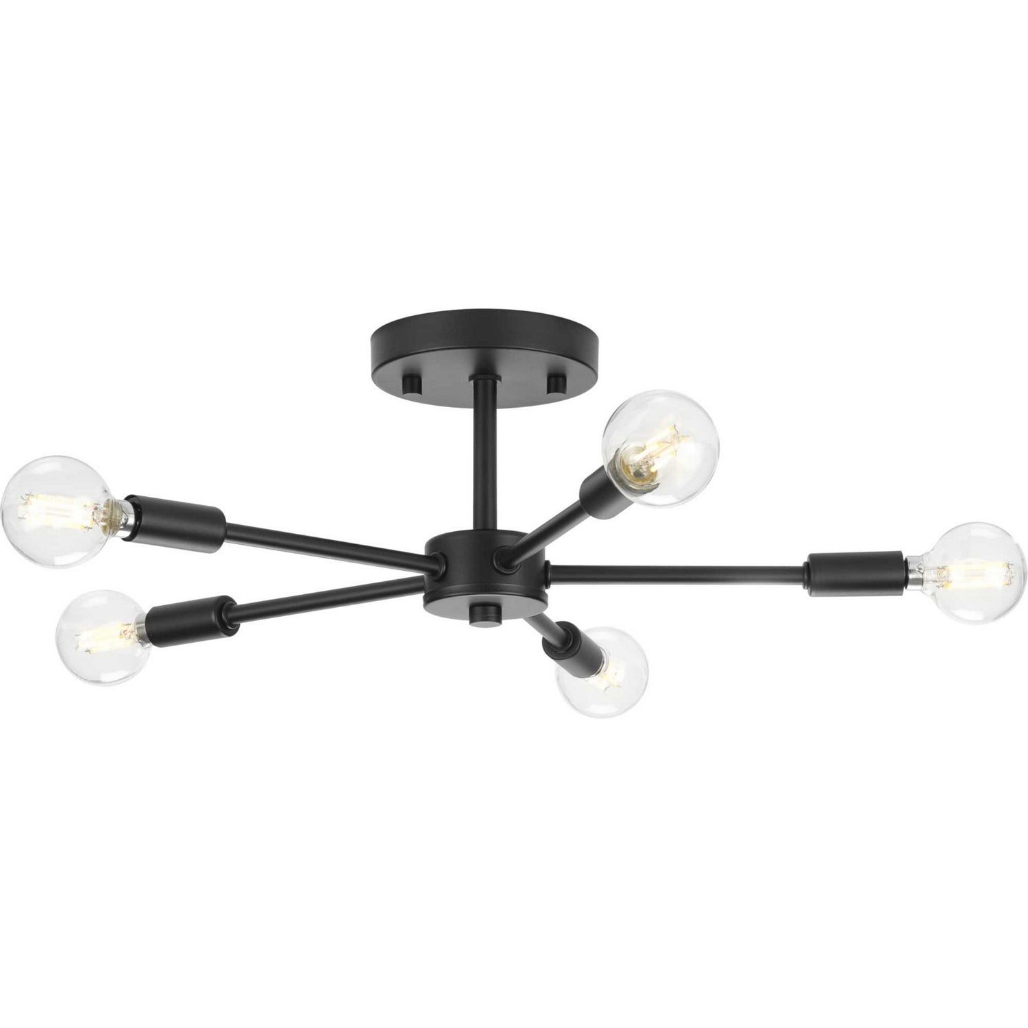 Progress Lighting - P350219-31M - Five Light Semi-Flush Mount - Delayne - Matte Black