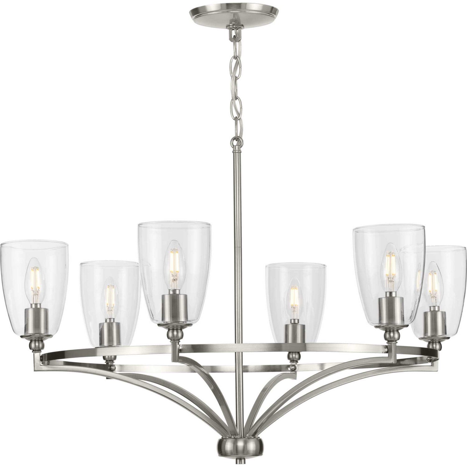 Progress Lighting - P400297-009 - Six Light Chandelier - Parkhurst - Brushed Nickel