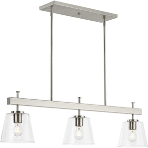 Progress Lighting - P400298-009 - Three Light Linear Island Chandelier - Saffert - Brushed Nickel