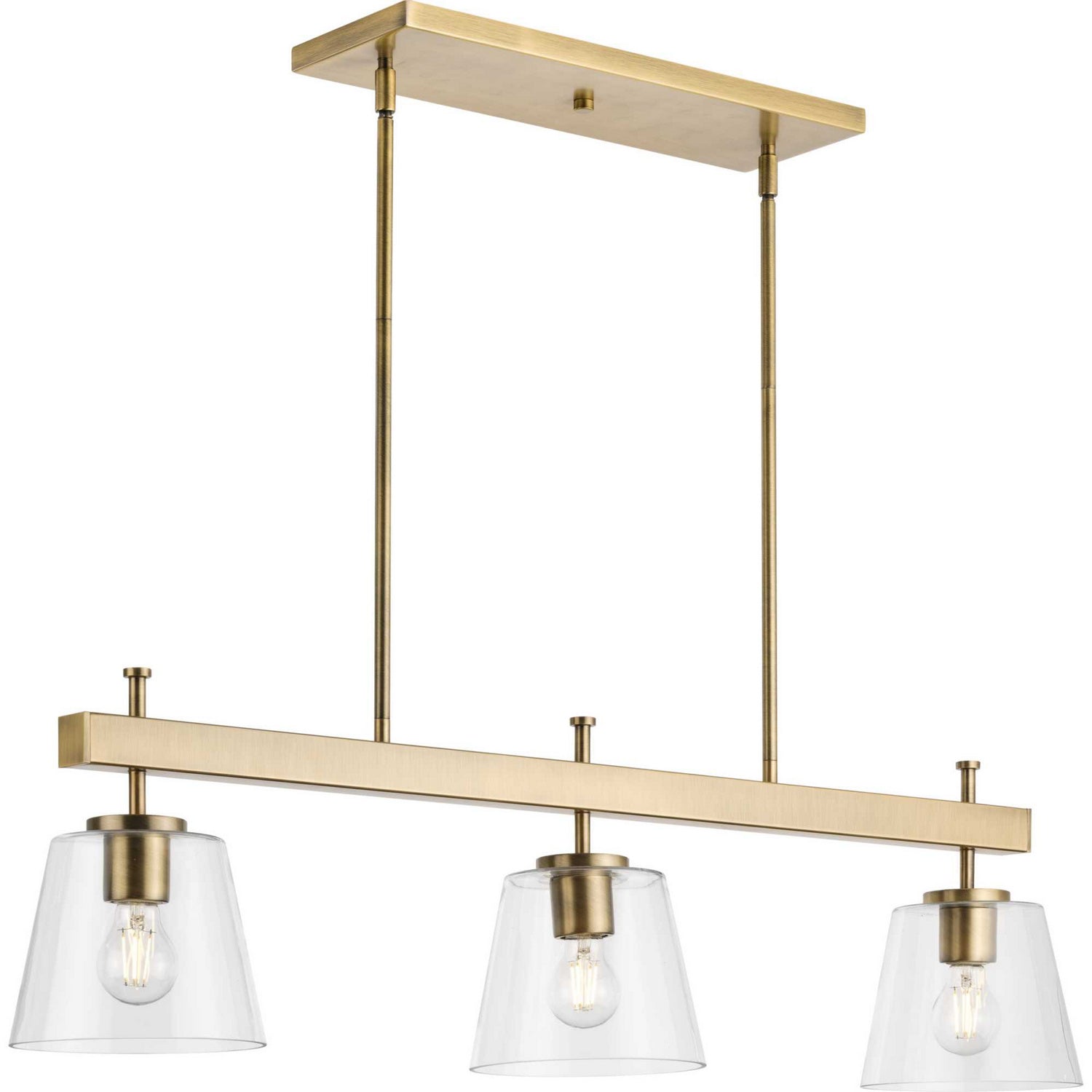 Progress Lighting - P400298-163 - Three Light Linear Island Chandelier - Saffert - Vintage Brass