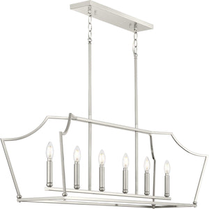 Progress Lighting - P400300-009 - Six Light Linear Island Chandelier - Parkhurst - Brushed Nickel