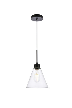Elegant Lighting - LD2501BK - One Light Pendant - Mera - Black and Clear