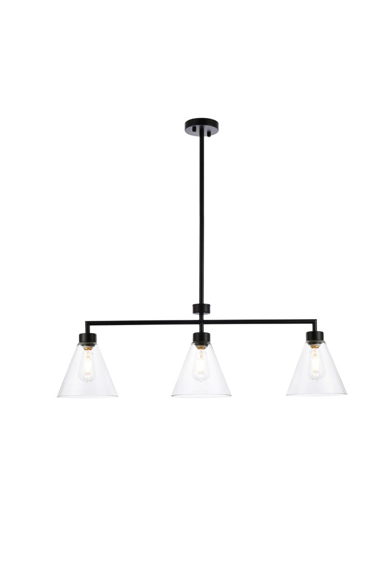 Elegant Lighting - LD2502BK - Three Light Pendant - Mera - Black