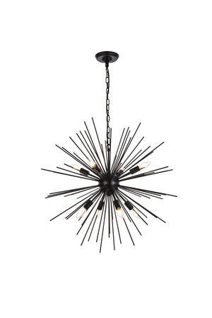 Elegant Lighting - LD5051D30BK - Eight Light Pendant - Timber - Black