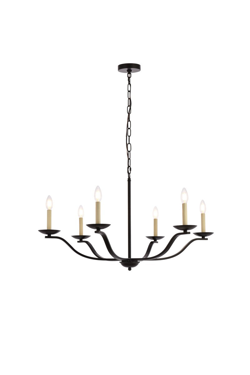 Elegant Lighting - LD641D36BK - Six Light Pendant - Trey - Black