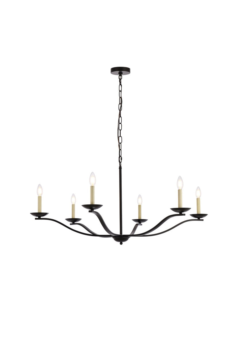 Elegant Lighting - LD641D42BK - Six Light Pendant - Trey - Black