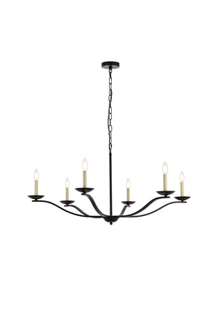 Elegant Lighting - LD641D42BK - Six Light Pendant - Trey - Black