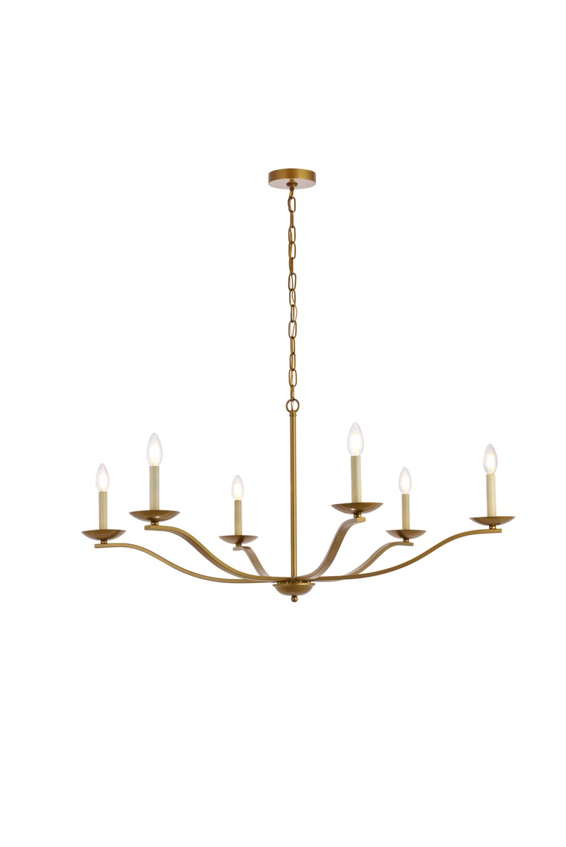 Elegant Lighting - LD641D42BR - Six Light Pendant - Trey - Brass