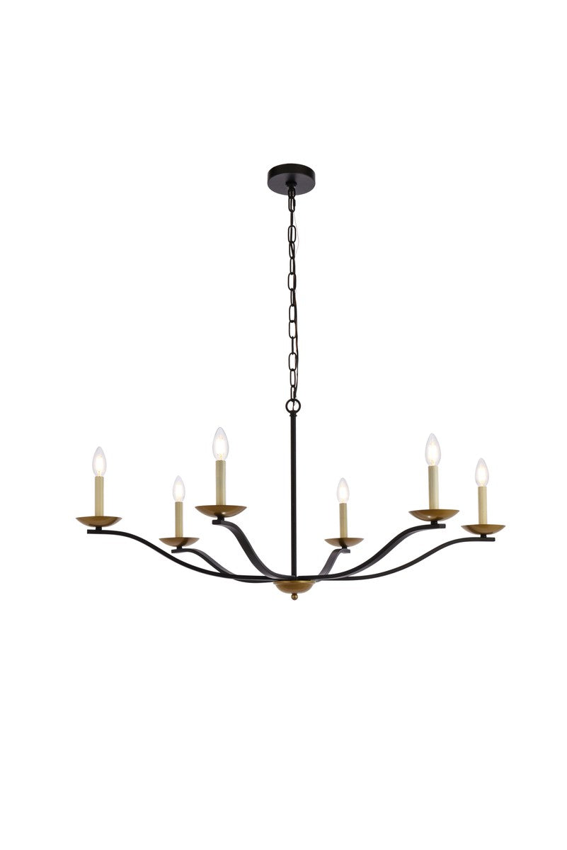 Elegant Lighting - LD641D42BRK - Six Light Pendant - Trey - Black And Brass