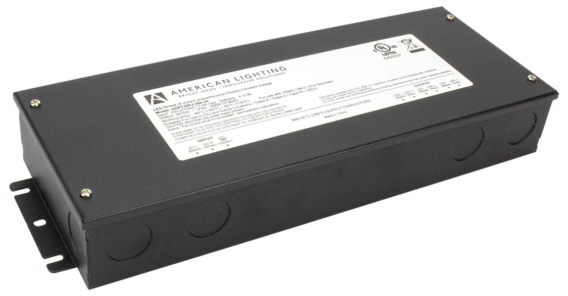 American Lighting - ADPT-DRJ-288-24 - Class 2 Dimmable, Low-Profile, Constant Voltage Driver - Adaptive Constant Voltage Drivers - Black