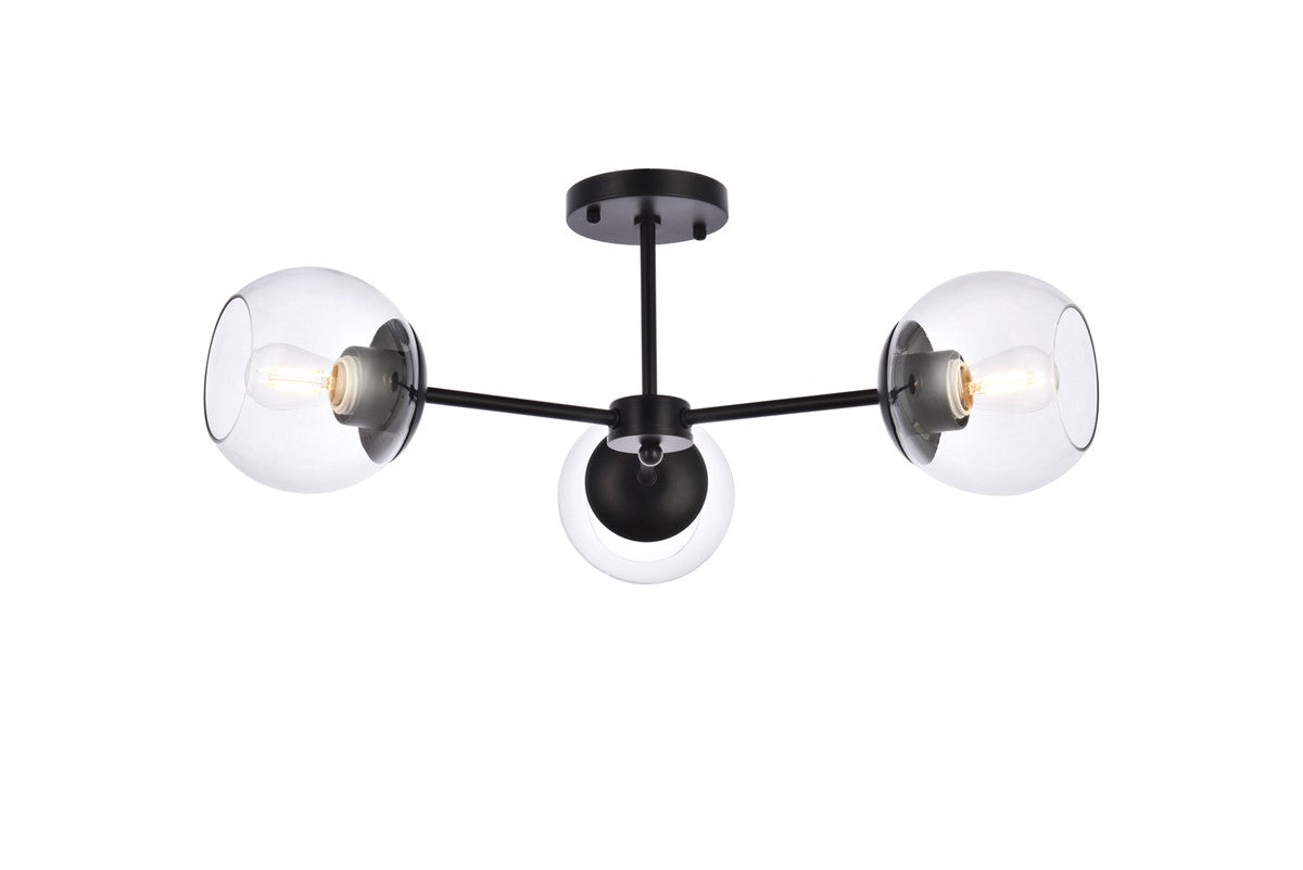 Elegant Lighting - LD648F26BK - Three Light Flush Mount - Briggs - black