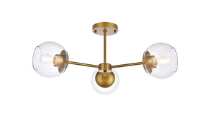 Elegant Lighting - LD648F26BR - Three Light Flush Mount - Briggs - brass