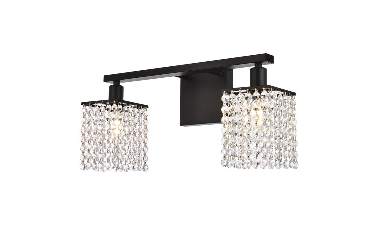 Elegant Lighting - LD7008BK - Two Light Bath - Phineas - Black And Clear