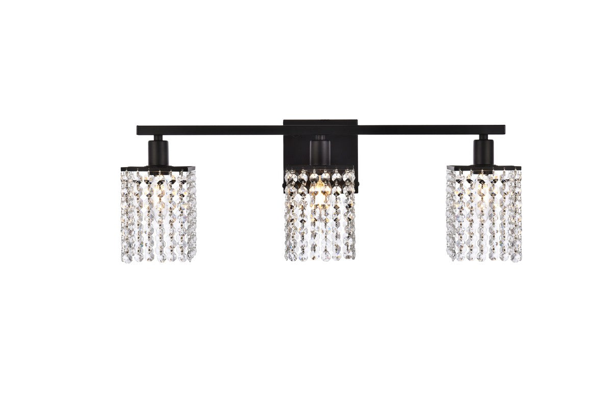 Elegant Lighting - LD7010BK - Three Light Bath - Phineas - Black And Clear