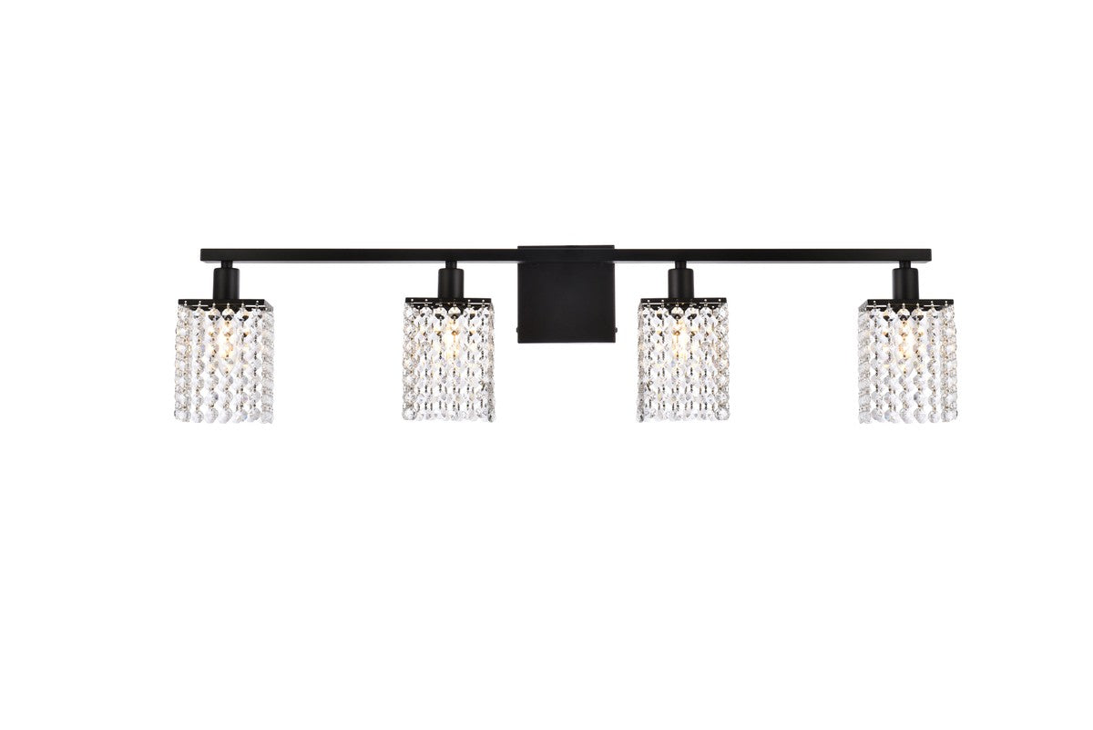 Elegant Lighting - LD7012BK - Four Light Bath - Phineas - Black And Clear