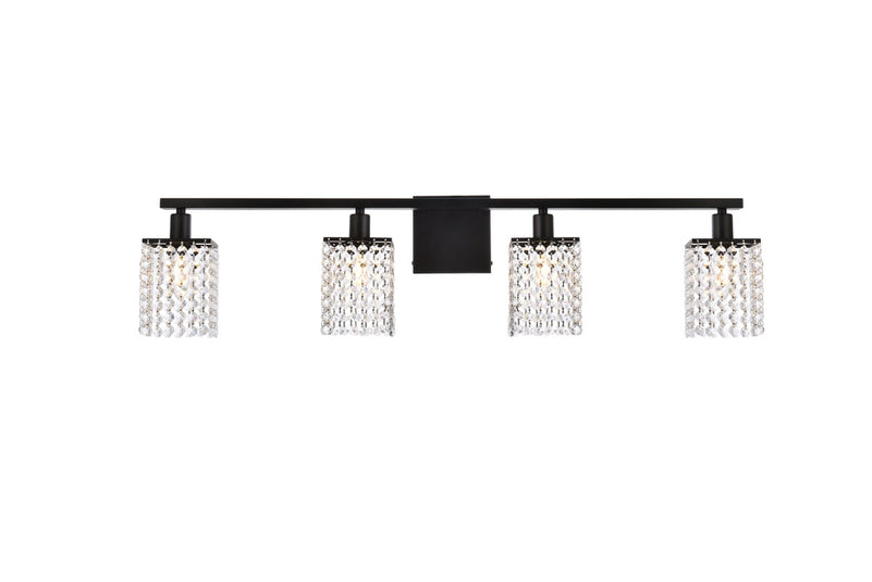 Elegant Lighting - LD7012BK - Four Light Bath - Phineas - Black and Clear