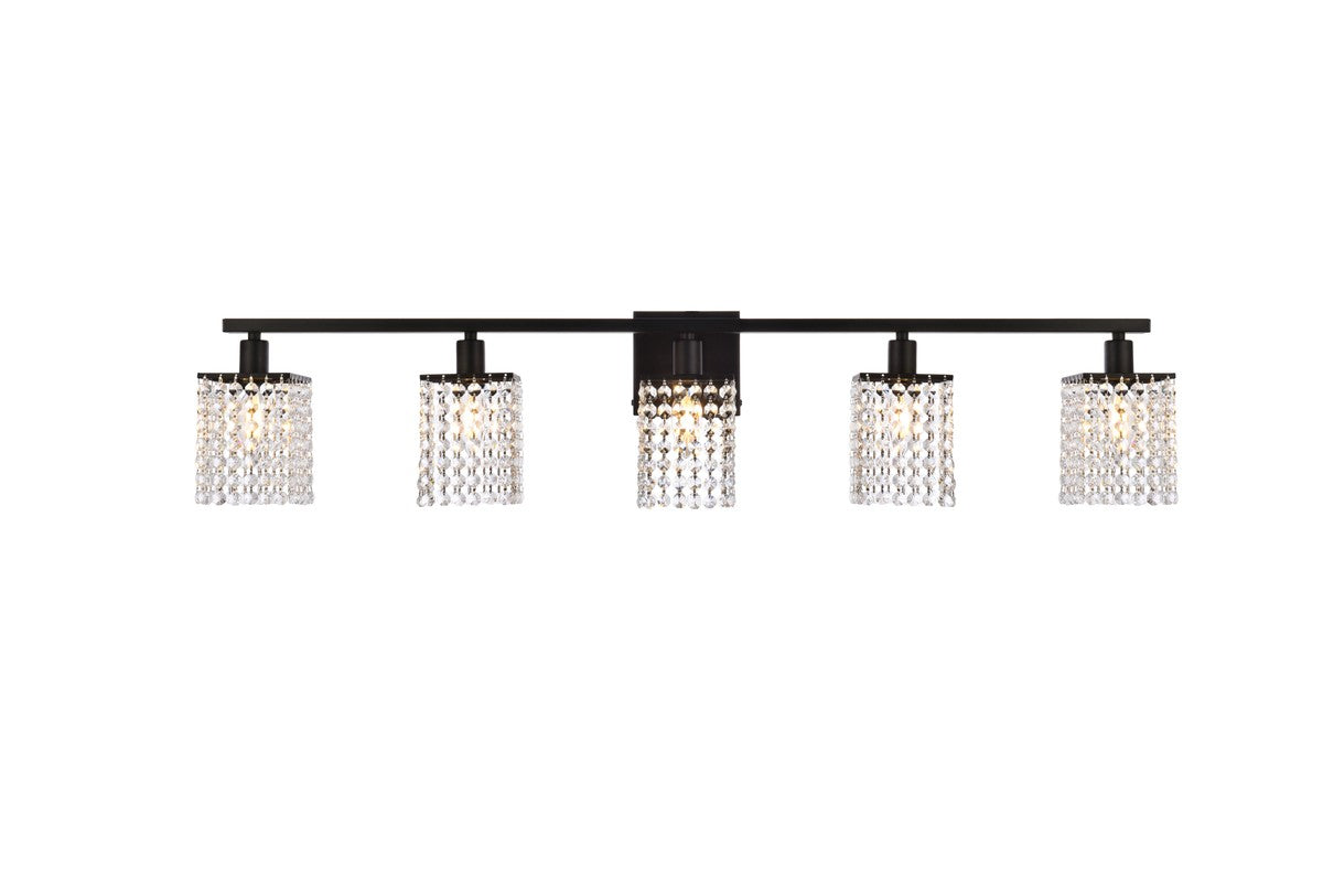 Elegant Lighting - LD7014BK - Five Light Bath - Phineas - Black And Clear