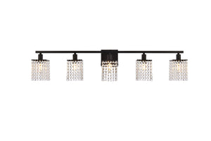 Elegant Lighting - LD7014BK - Five Light Bath - Phineas - Black And Clear