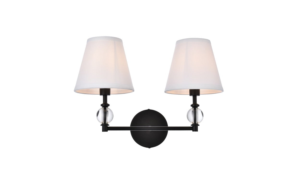 Elegant Lighting - LD7022W15BK - Two Light Bath - Bethany - Black And White Fabric Shade