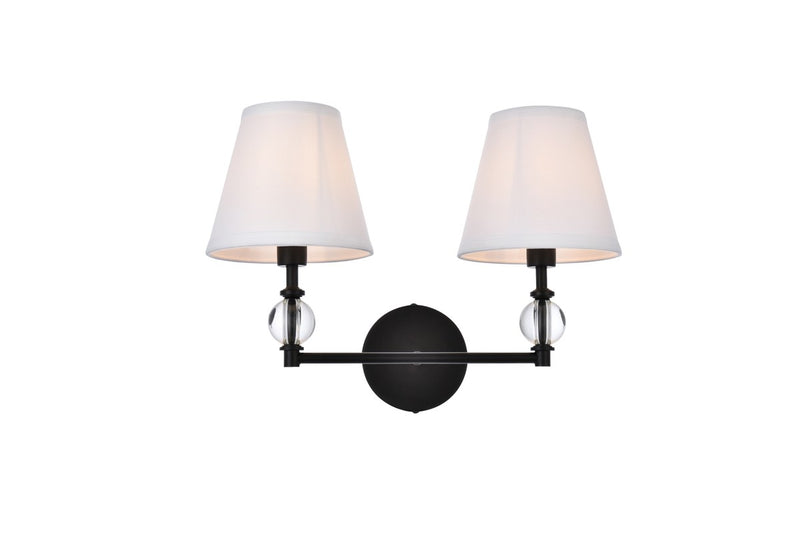 Elegant Lighting - LD7022W15BK - Two Light Bath - Bethany - Black and White Fabric Shade