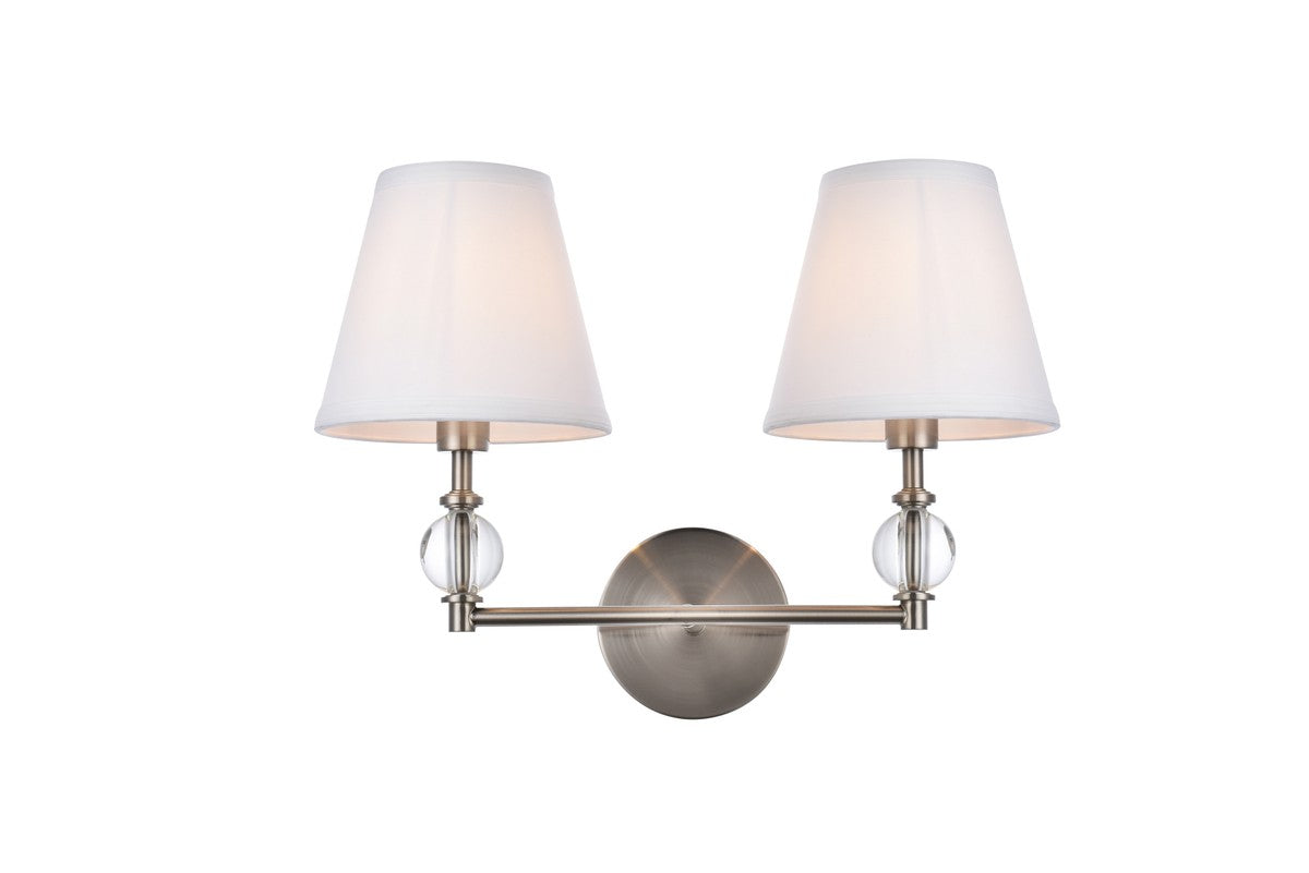 Elegant Lighting - LD7022W15SN - Two Light Bath - Bethany - Satin Nickel And White Fabric Shade