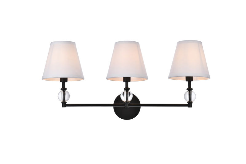 Elegant Lighting - LD7023W24BK - Three Light Bath - Bethany - Black and White Fabric Shade