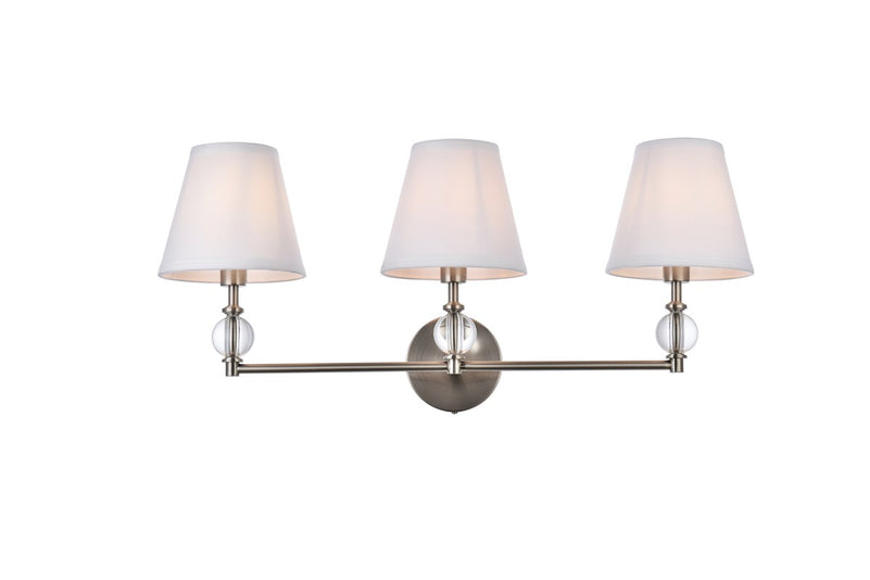 Elegant Lighting - LD7023W24SN - Three Light Bath - Bethany - satin nickel and White Fabric Shade
