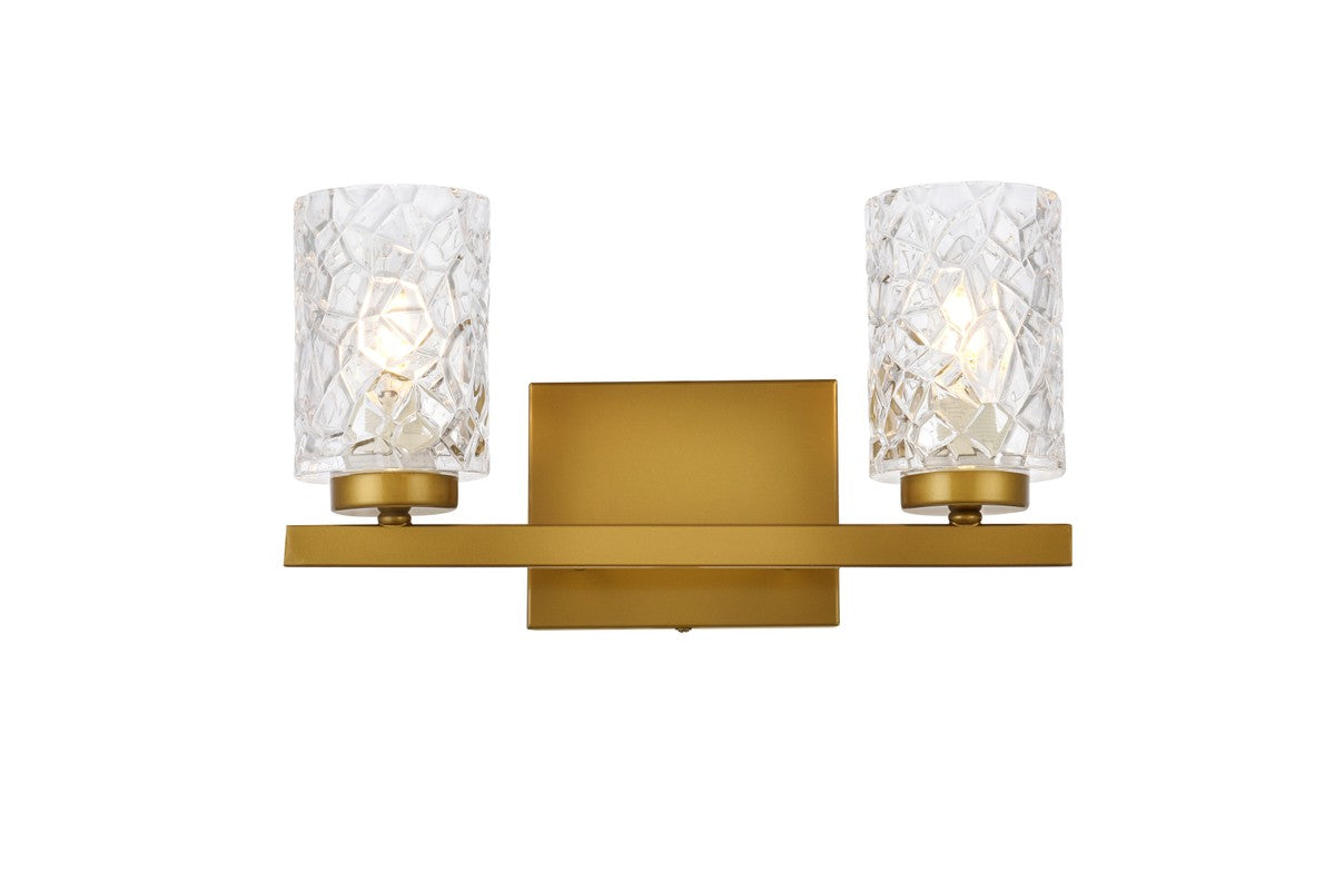 Elegant Lighting - LD7026W14BR - Two Light Bath - Cassie - Brass And Clear Shade