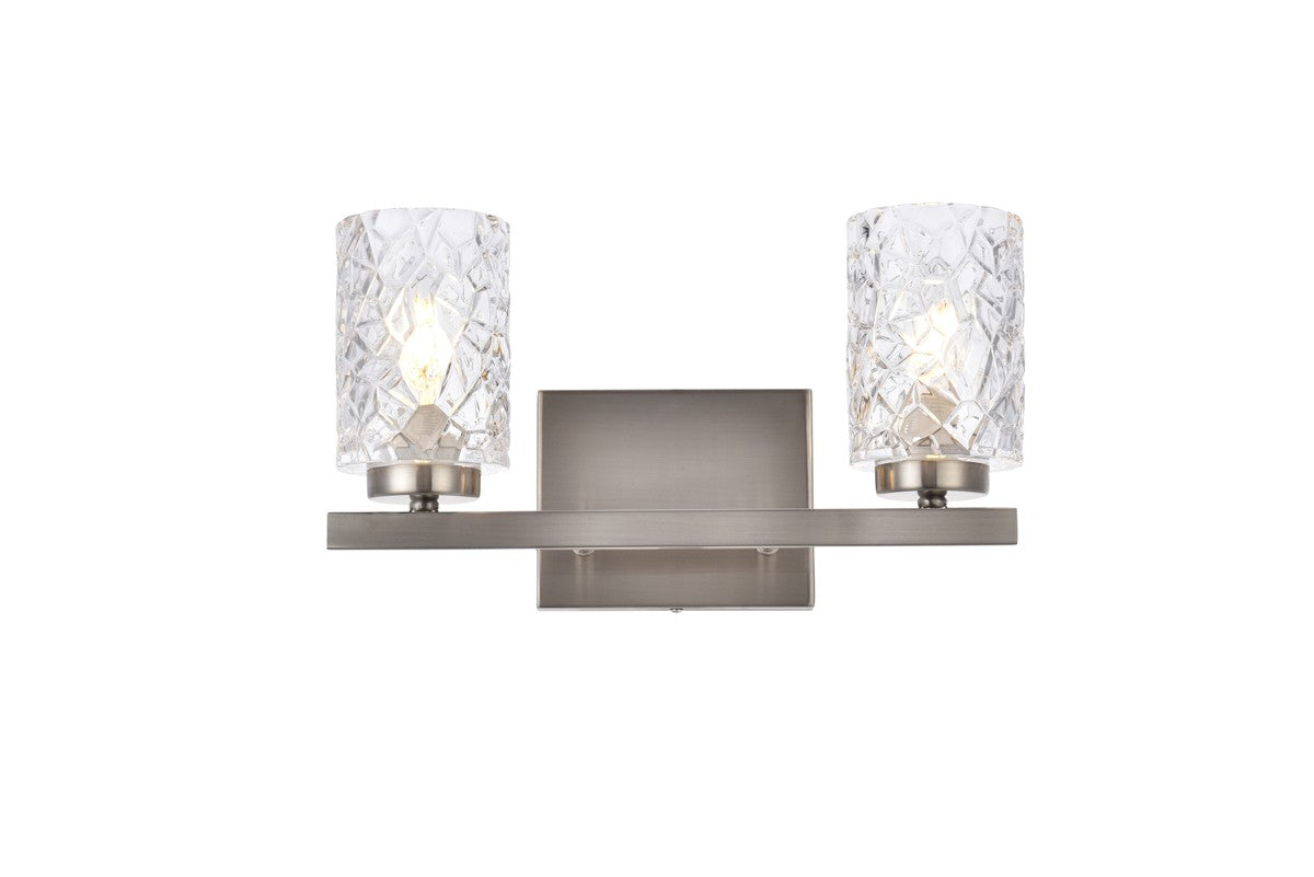 Elegant Lighting - LD7026W14SN - Two Light Bath - Cassie - Satin Nickel And Clear Shade