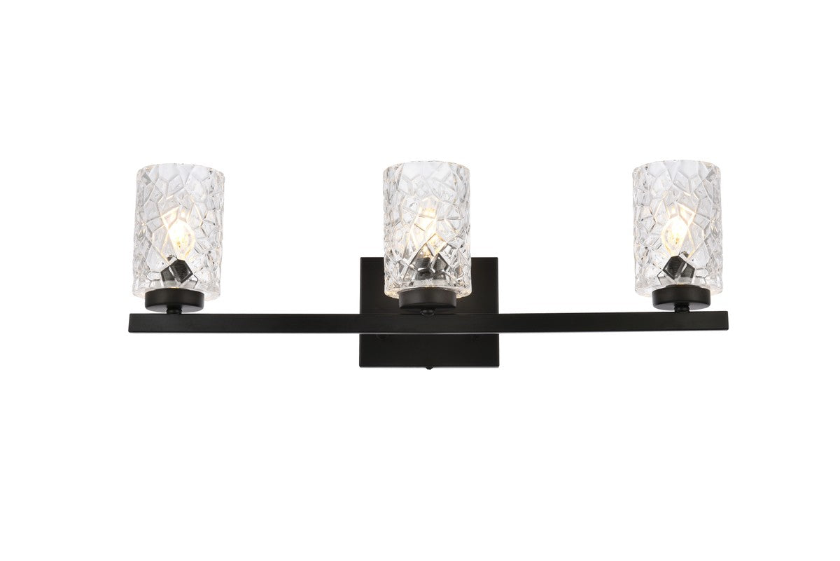 Elegant Lighting - LD7027W24BK - Three Light Bath - Cassie - Black And Clear Shade